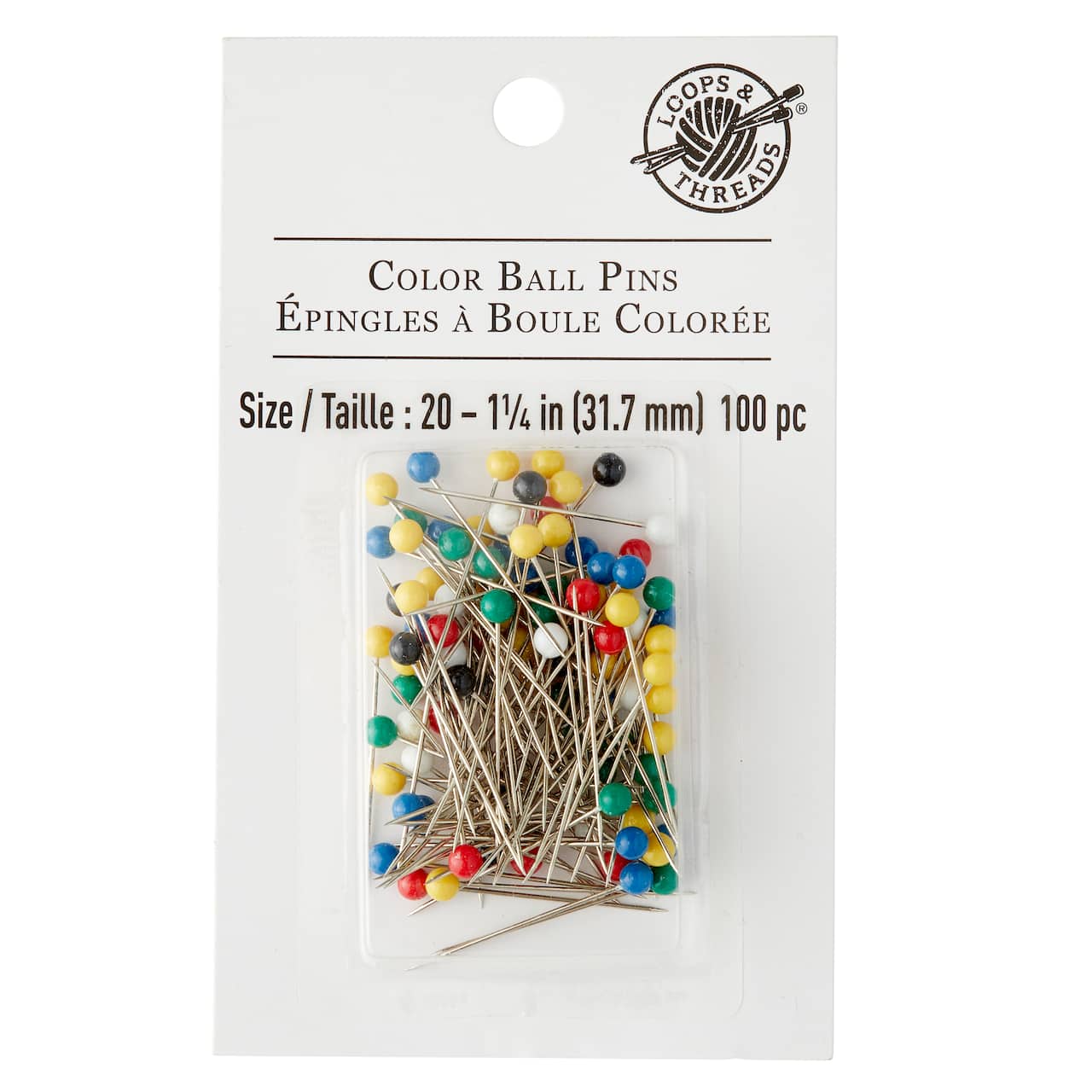 12 Packs: 100 ct. (1,200 total) 1.25" Multicolor Ball Pins by Loops & Threads™